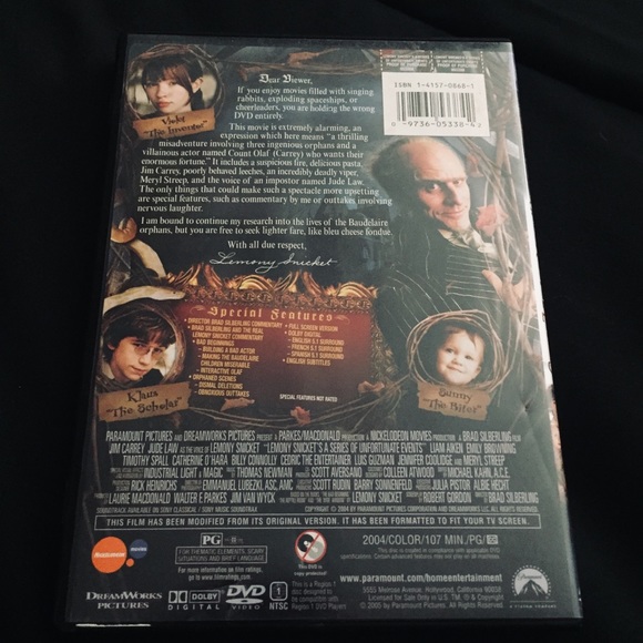 Ξ·Ξ΅Ο Lemony Snicketβs A Series of Unfortunate Events: - Jim Carrey - Jude Law DVD - Picture 11 of 12